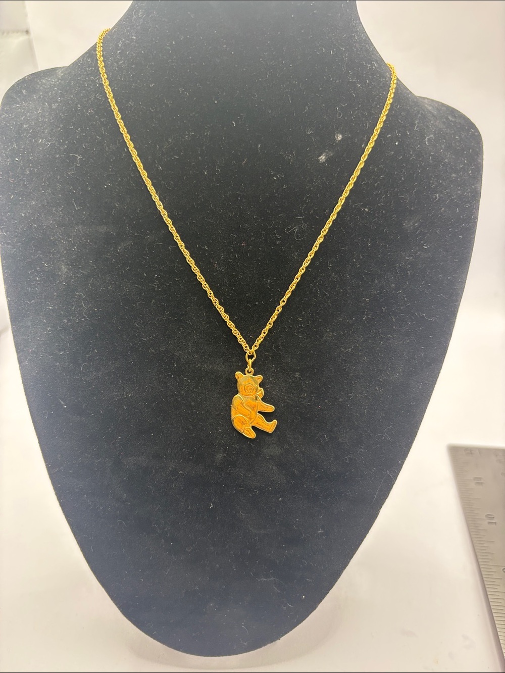 1928 Gold-Tone Teddy Bear Charm Necklace